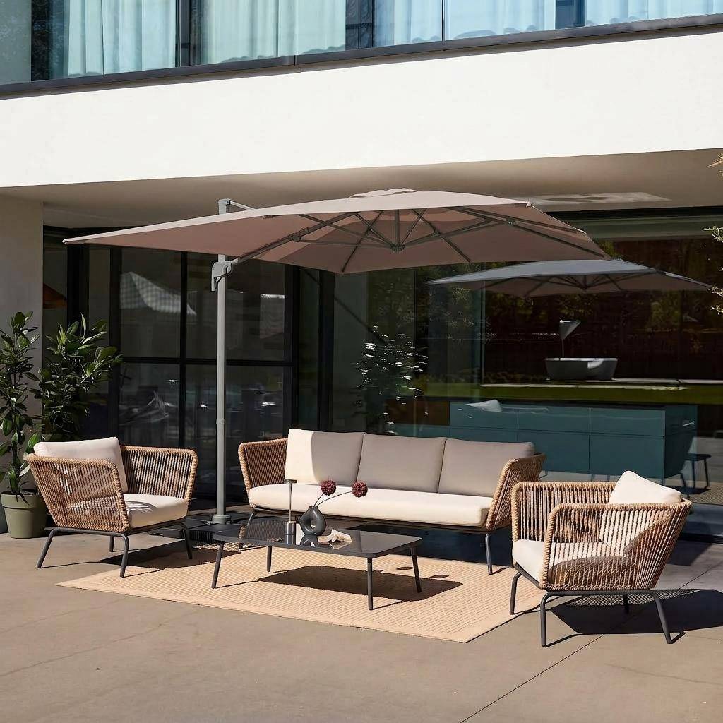 Rechthoekig zweefparasol 3 x 4 m - Antibes - beige - Kantelbaar. 2 jaar garantie. Snelle levering, gegarandeerd de beste prijs!  Photo1