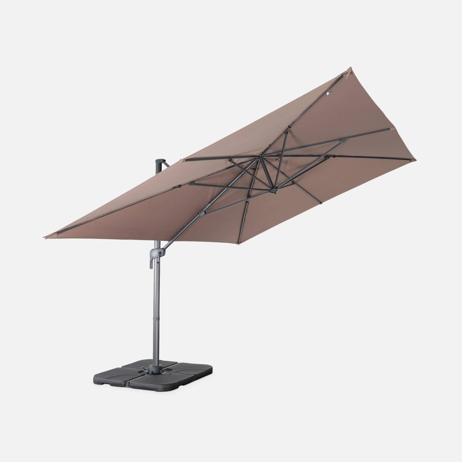 Parasol déporté rectangulaire 3 x 4 m – Antibes – beige – parasol déporté, inclinable, rabattable et rotatif à 360°,sweeek,Photo3