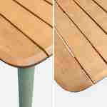 Table de jardin bois d'eucalyptus et structure aluminium,  Samana, 6 places, pieds vert d'eau, 190cm Photo6