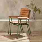 Lot de 2 chaises de jardin eucalyptus et aluminium vert d'eau, chaises empilables  Photo2