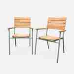 Lot de 2 chaises de jardin eucalyptus et aluminium vert d'eau, chaises empilables  Photo3