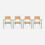 Lot de 4 chaises de jardin eucalyptus et aluminium vert d'eau, chaises empilables  Photo3