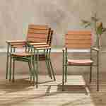 Lot de 4 chaises de jardin eucalyptus et aluminium vert d'eau Photo2