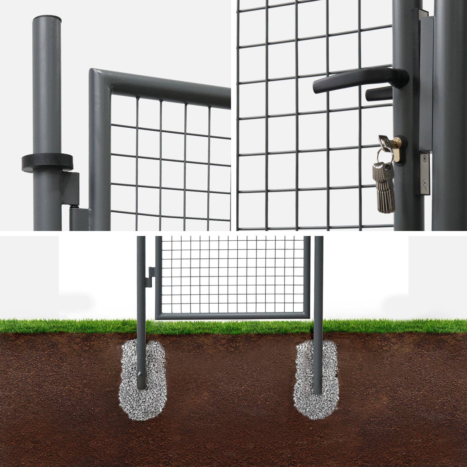 Cancello da giardino in metallo con serratura e maniglia, Portillon 150cm, Antracite, 87x87x150 cm,sweeek,Photo3