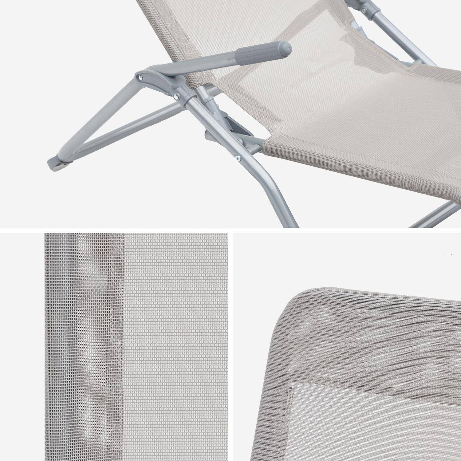 Set van 2 opvouwbare ligstoelen - Levito Grijs taupe- Textilene ligstoelen, 2 posities Photo5