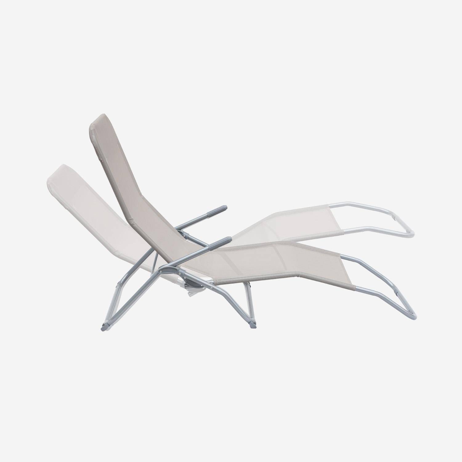 Set van 2 opvouwbare ligstoelen - Levito Grijs taupe- Textilene ligstoelen, 2 posities Photo4