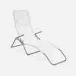 Lot de 2 bains de soleil pliants - Levito blanc - Transats textilène 2 positions, chaises longues Photo4