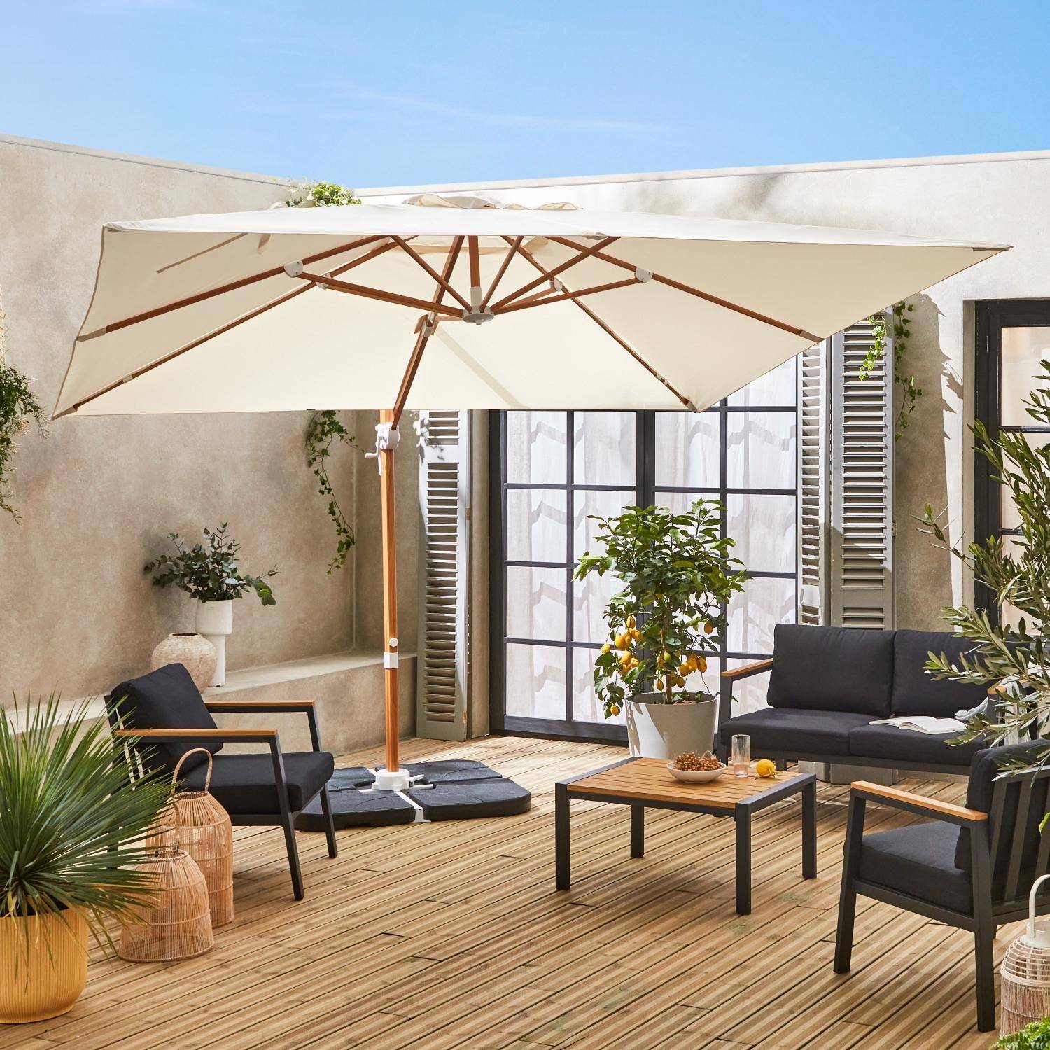 Vierkante parasol 3x3m, Falgos, ecru, parasol kantelt, vouwt en draait 360°.,sweeek,Photo2