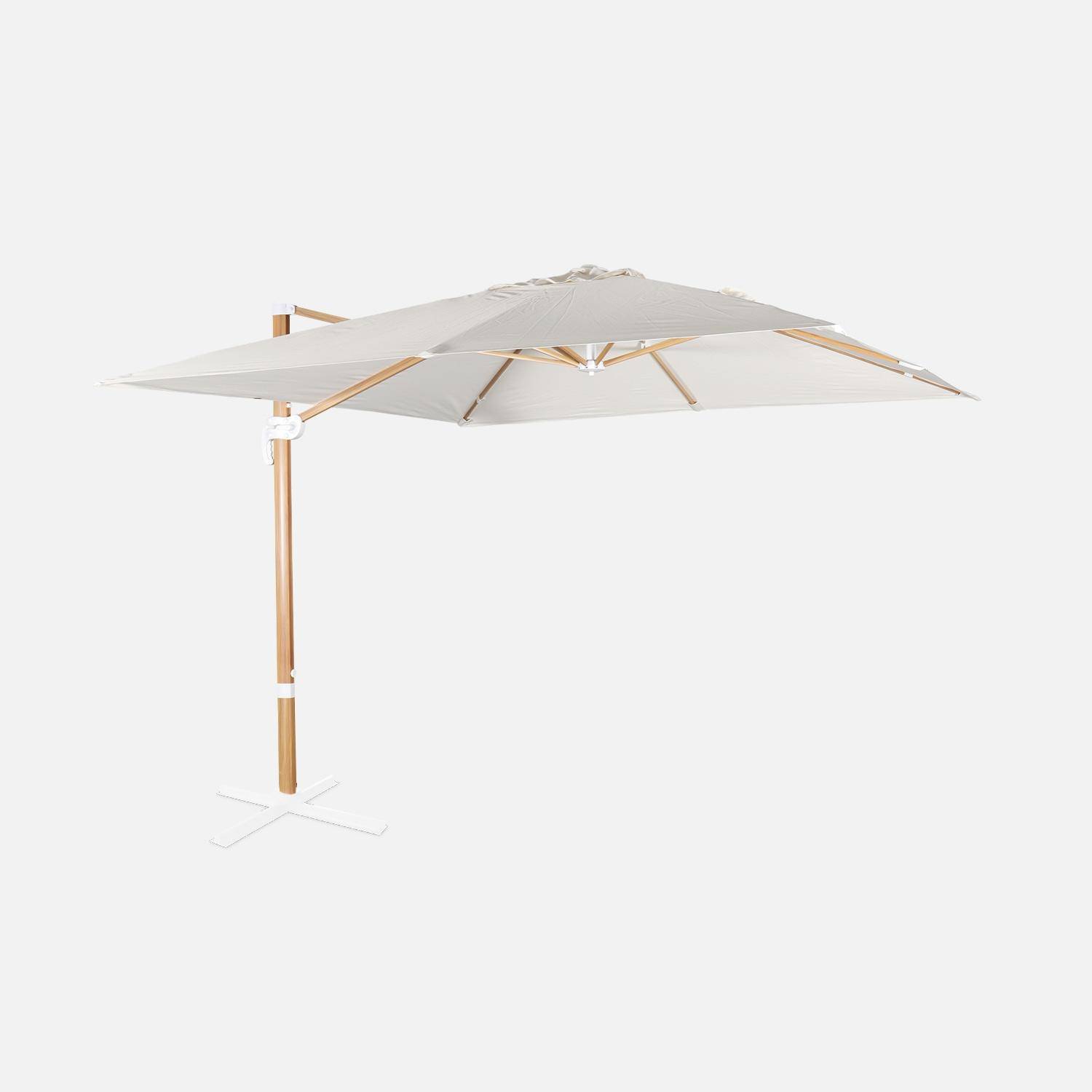 Vierkante parasol 3x3m, Falgos, ecru, parasol kantelt, vouwt en draait 360°. Photo3