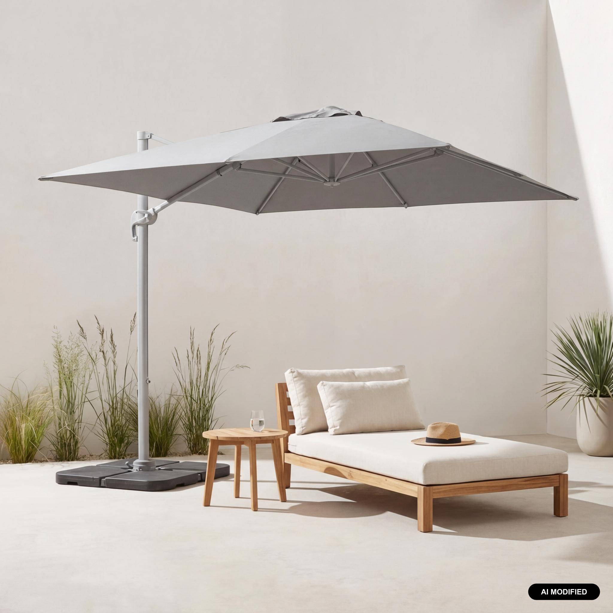Toile de parasol grise pour parasol 3x4m Wimereux - toile de rechange, toile de remplacement Photo1