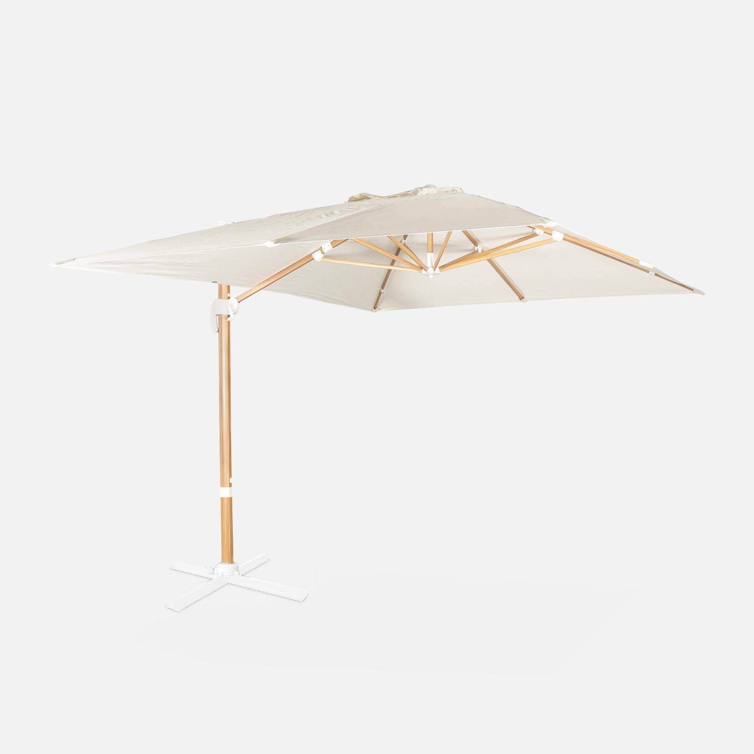 Wimereux rechthoekige parasol gebroken wit, kantelbaar in 5 posities, 360° draaibaar, 3x4m.,sweeek,Photo4