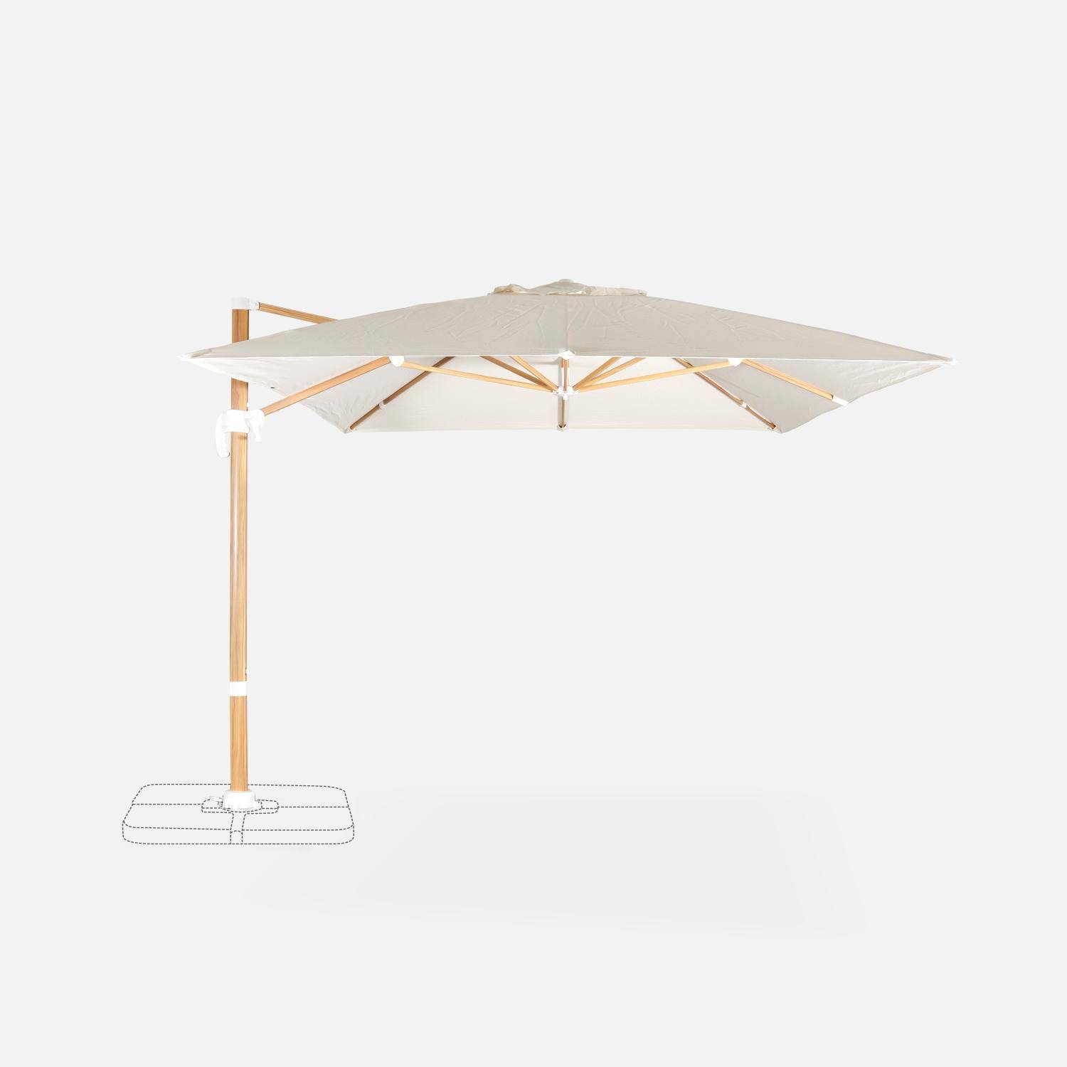 Wimereux rechthoekige parasol gebroken wit, kantelbaar in 5 posities, 360° draaibaar, 3x4m.,sweeek,Photo5