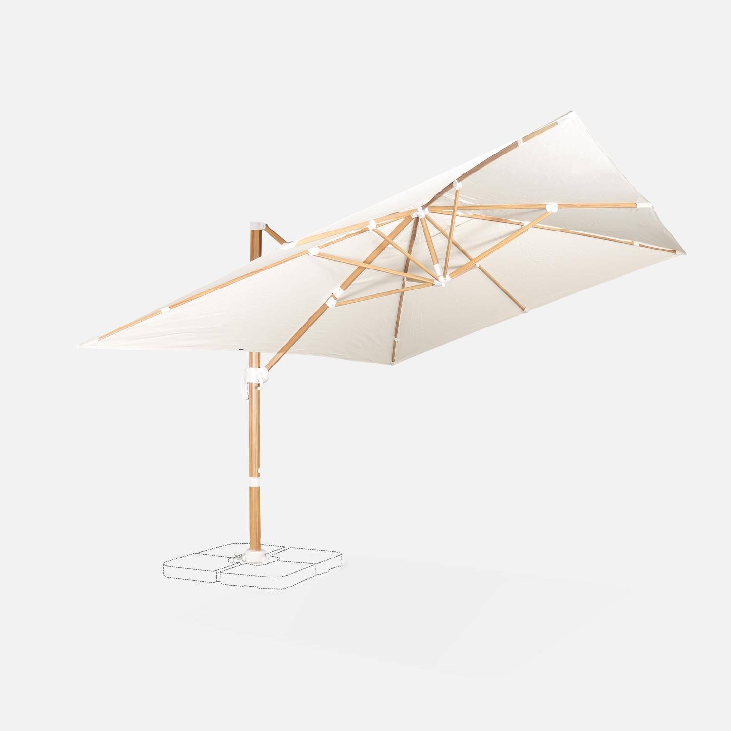 Rechteckiger Sonnenschirm 3x4m - Wimereux - Ecru/holzfarben-  Sonnenschirm in 5 Positionen neigbar, um 360° drehbar,sweeek,Photo5