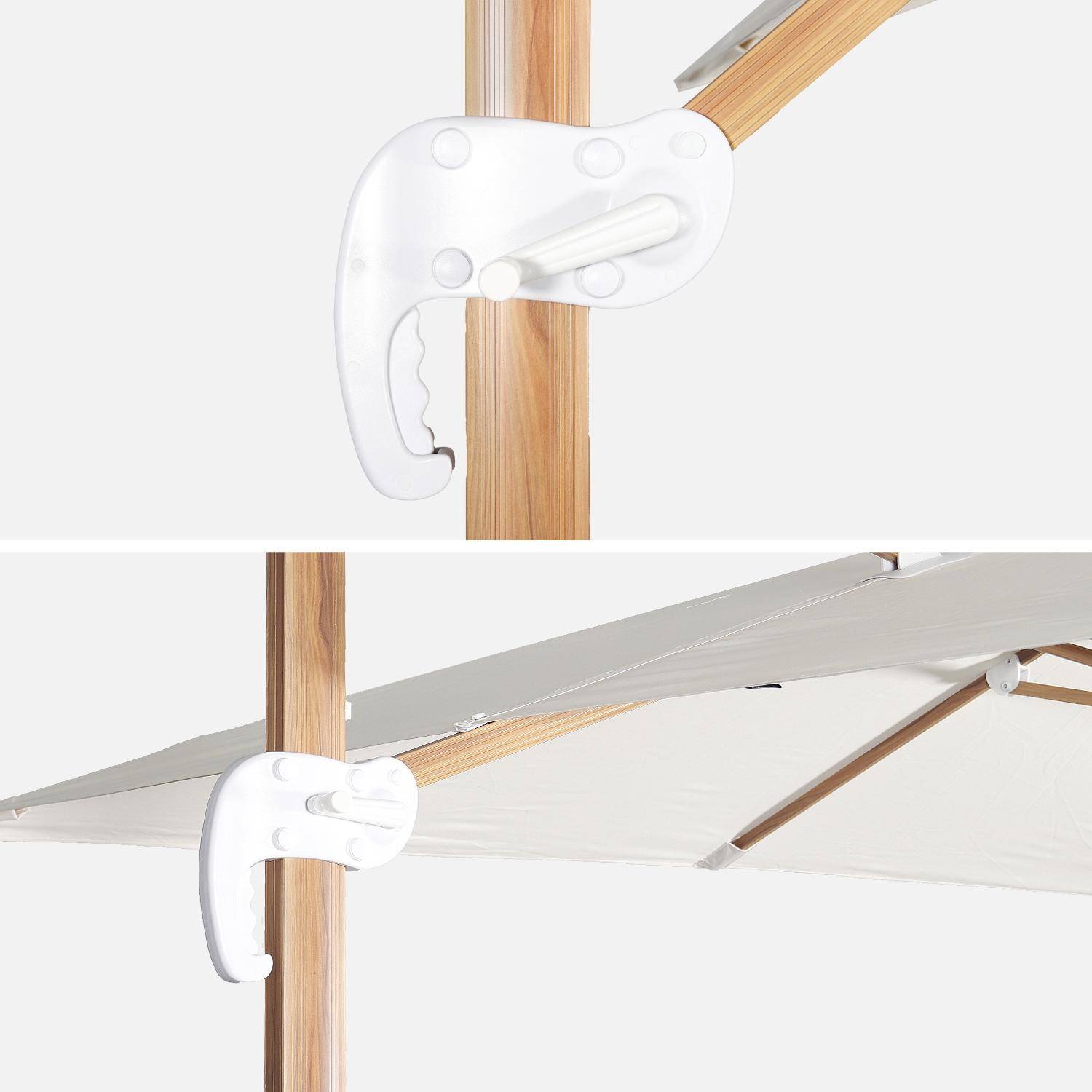Rechteckiger Sonnenschirm 3x4m - Wimereux - Ecru/holzfarben-  Sonnenschirm in 5 Positionen neigbar, um 360° drehbar,sweeek,Photo7