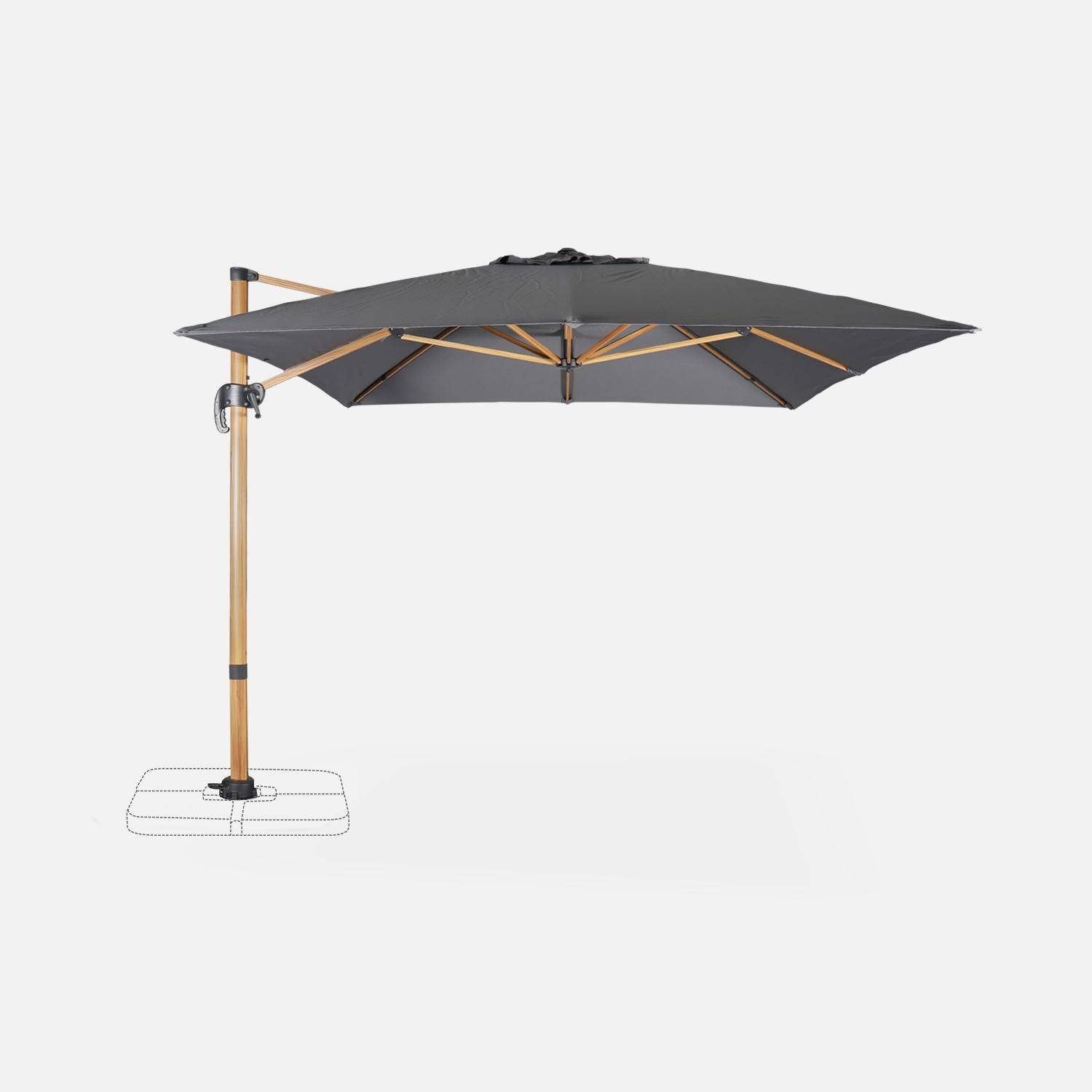 Wimereux donkergrijze rechthoekige parasol, kantelbaar in 5 posities, 360° draaibaar, 3x4m.,sweeek,Photo5