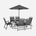 Tuintafel met 6 fauteuils en 1 parasol, antraciet Photo3