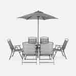 Tavolo da giardino in acciaio, 6 poltrone e 1 ombrellone, antracite Photo2