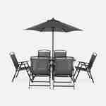 Tuintafel met 6 fauteuils en 1 parasol, antraciet Photo4