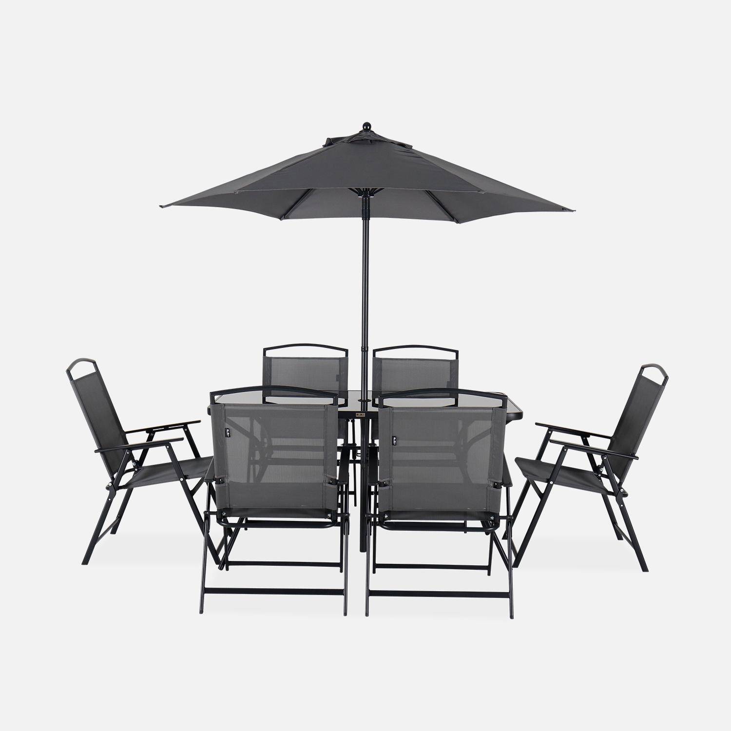 Gartentisch mit 6 Sesseln und 1 Sonnenschirm, Anthrazit Photo4
