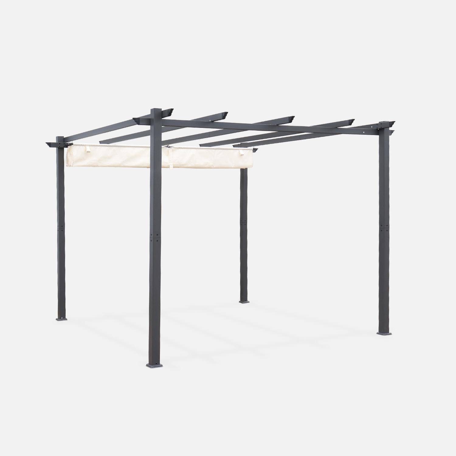 3x3m pérgola de alumínio com cobertura deslizante Cru - 305x298x222 cm,sweeek,Photo4