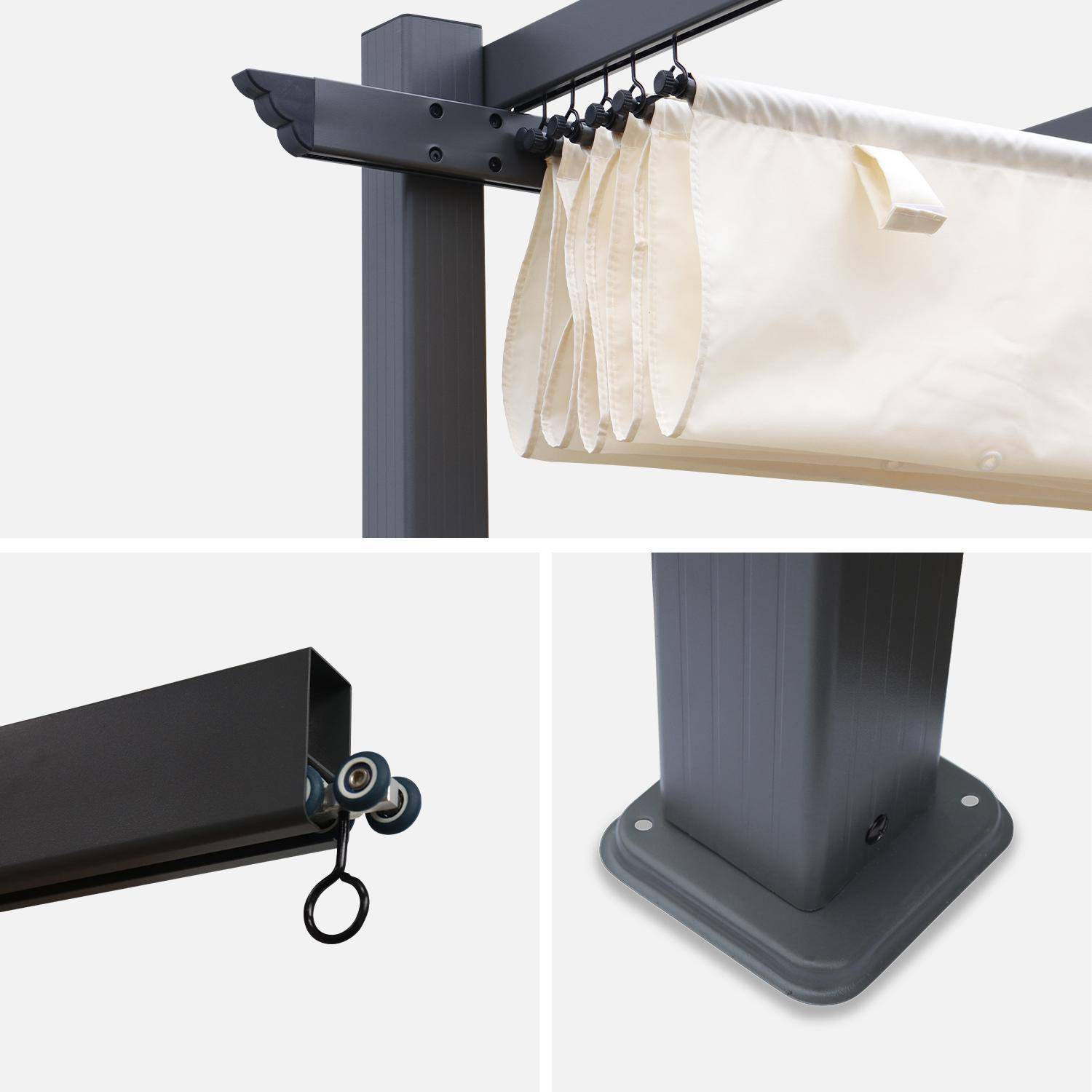 3x3m pérgola de alumínio com cobertura deslizante Cru - 305x298x222 cm,sweeek,Photo6