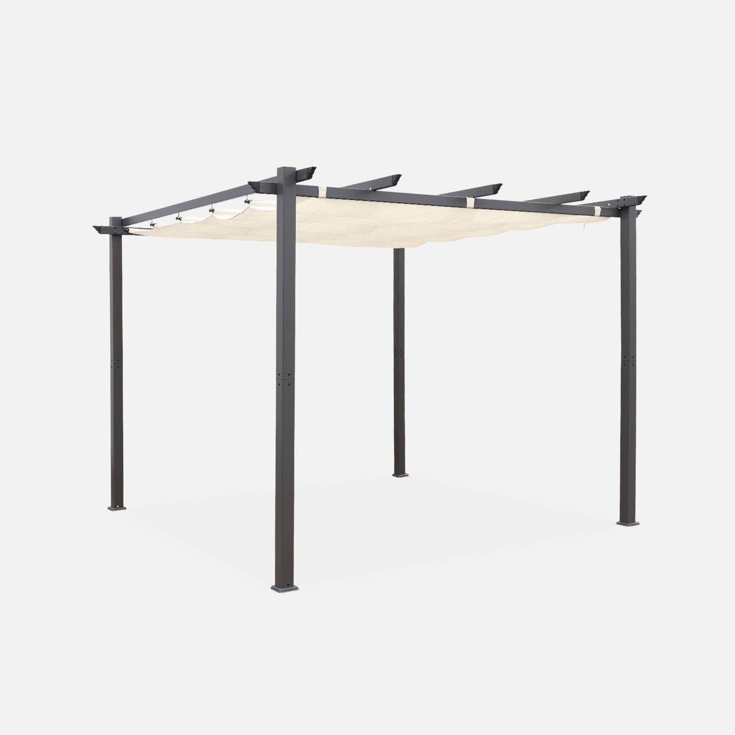 3x3m pérgola de alumínio com cobertura deslizante Cru - 305x298x222 cm,sweeek,Photo2