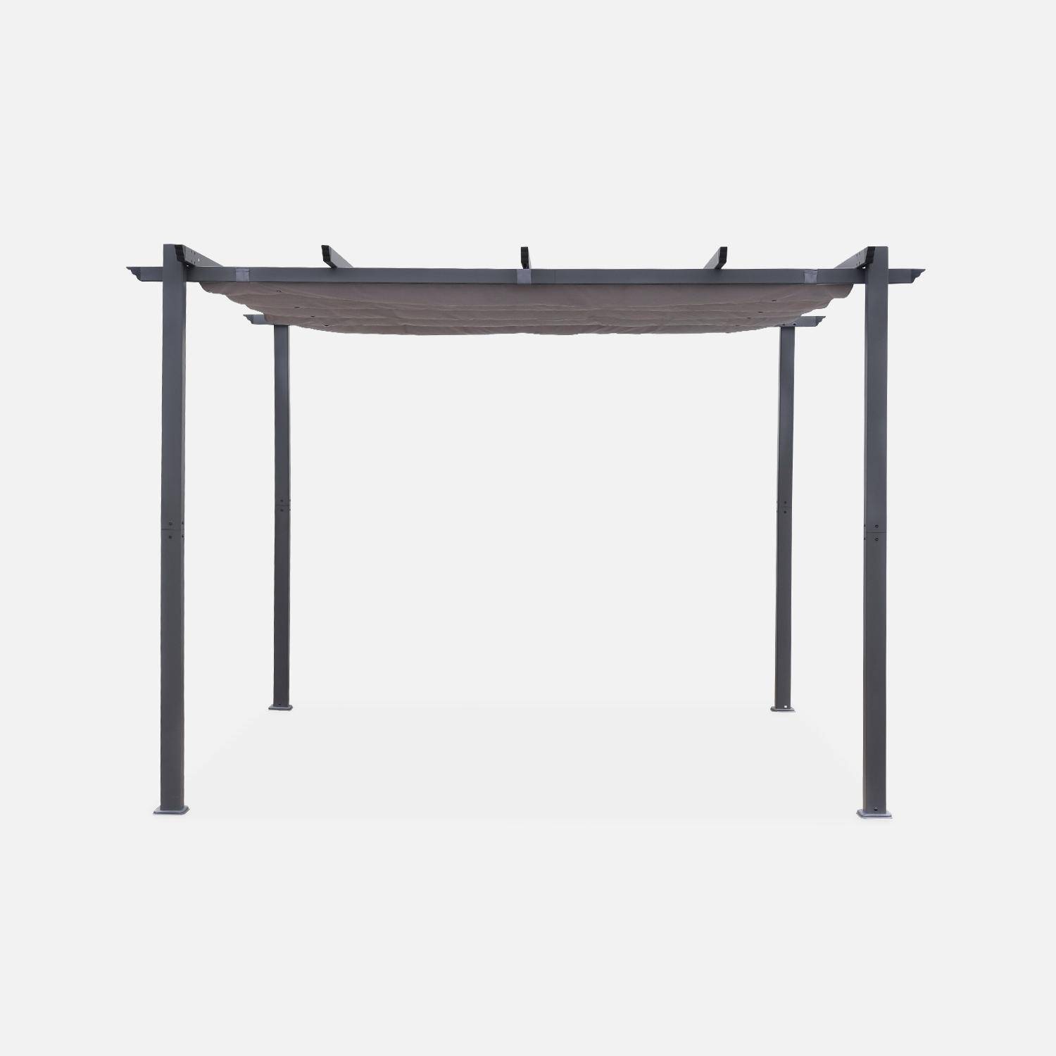 Pergola aluminium - Isla 3x3m -  Toile grise - Tonnelle idéale pour votre terrasse, toit rétractable, toile coulissante, structure aluminium Photo2