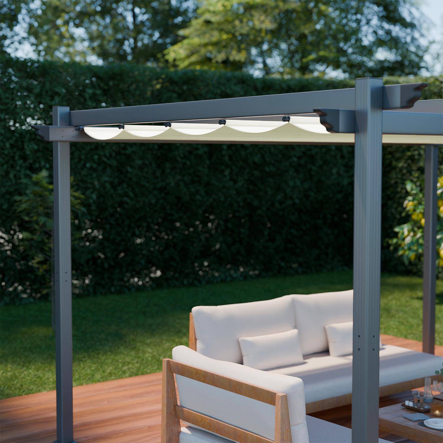 Aluminium pergola - Isla 3x4m - Ecru doek - Ideaal prieel voor uw terras, schuifdak, schuifzeil, aluminium structuur,sweeek,Photo2