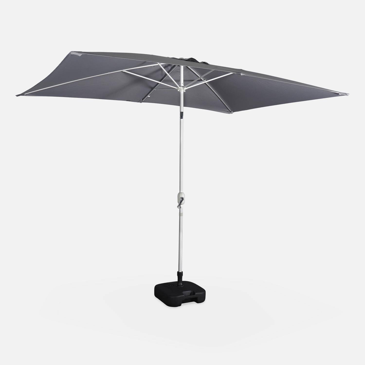 Parasol Wissant, 2x3m, couleur gris, mât central, aluminium anodisé orientable, manivelle d'ouverture ,sweeek,Photo3