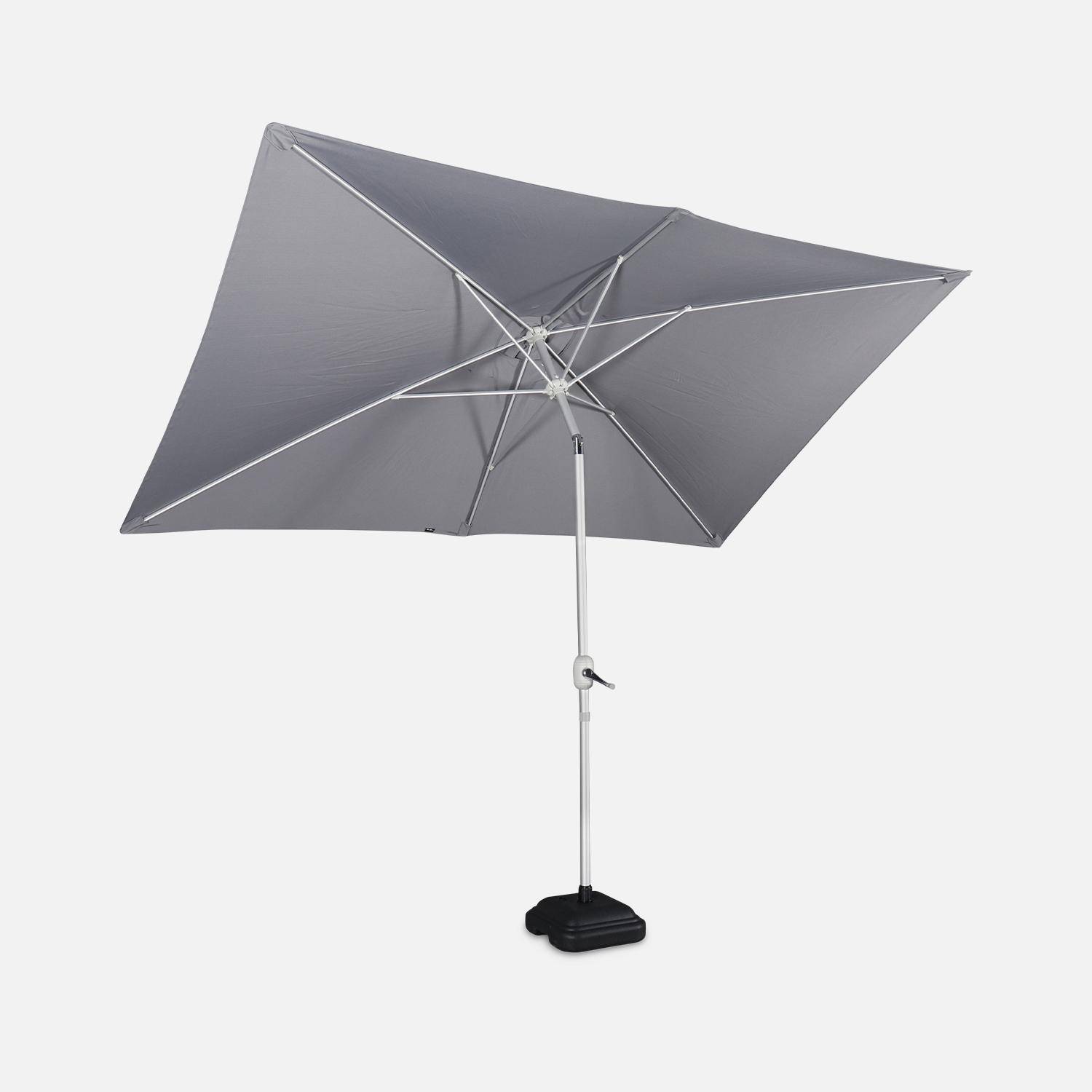 Parasol Wissant, 2x3m, couleur gris, mât central, aluminium anodisé orientable, manivelle d'ouverture ,sweeek,Photo5