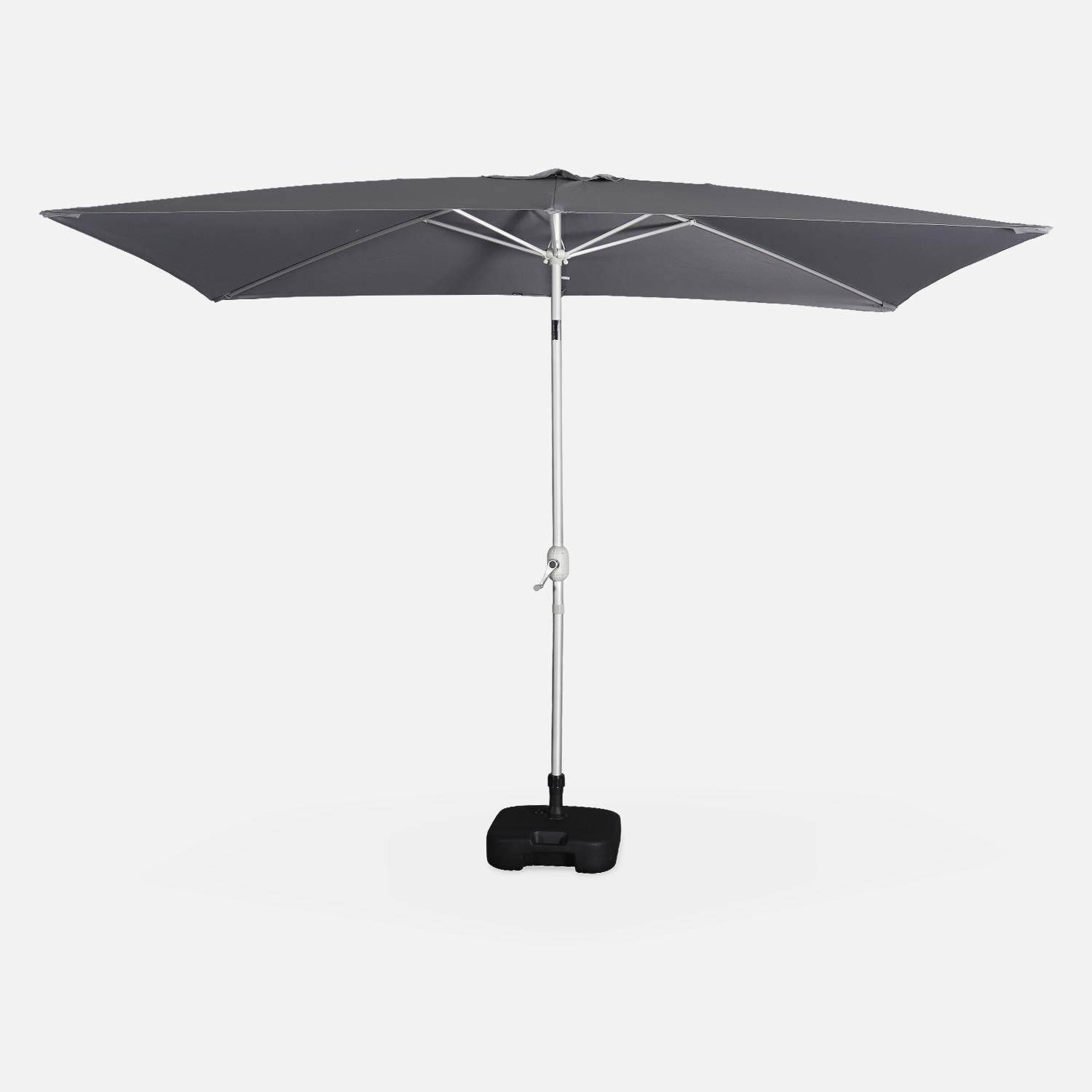 Parasol Wissant, 2x3m, couleur gris, mât central, aluminium anodisé orientable, manivelle d'ouverture ,sweeek,Photo4