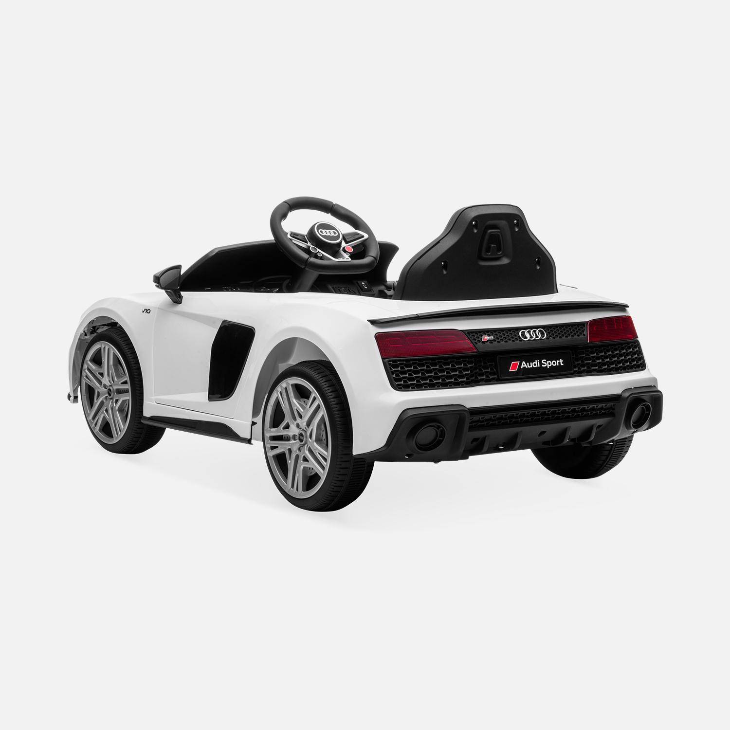 AUDI R8 Elektroauto 12V, weiß 1 Platz, 4x4 für Kinder, mit Autoradio und Fernbedienung,sweeek,Photo3