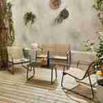 Salon de jardin en métal  et textilène pour 4 personnes, anthracite et naturel, design   Photo2