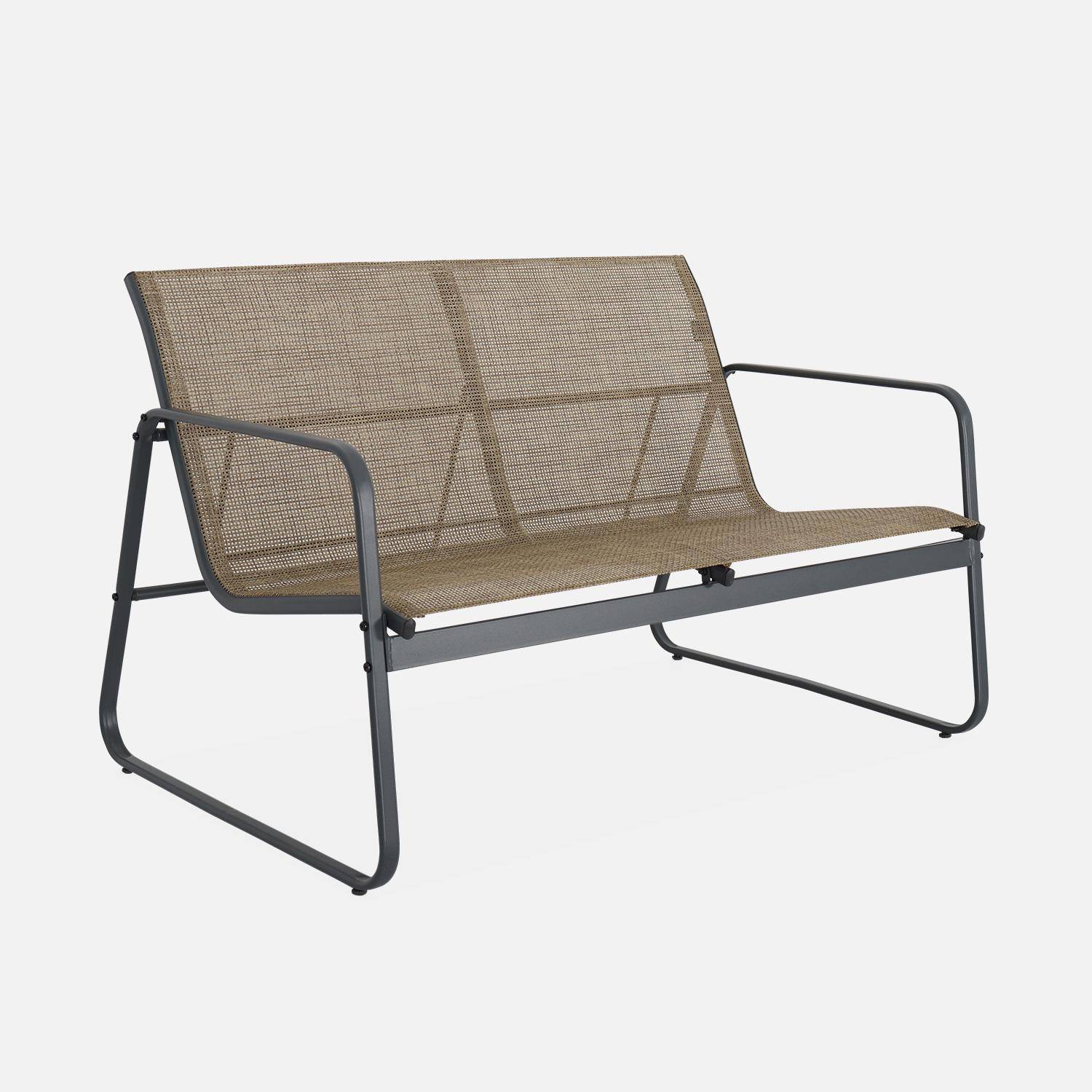 Gartenlounge aus Metall und Textilene für 4 Personen, Anthrazit und Natur, modern,sweeek,Photo5