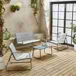 Salon de jardin en métal  et textilène pour 4 personnes, gris clair, design   Photo1