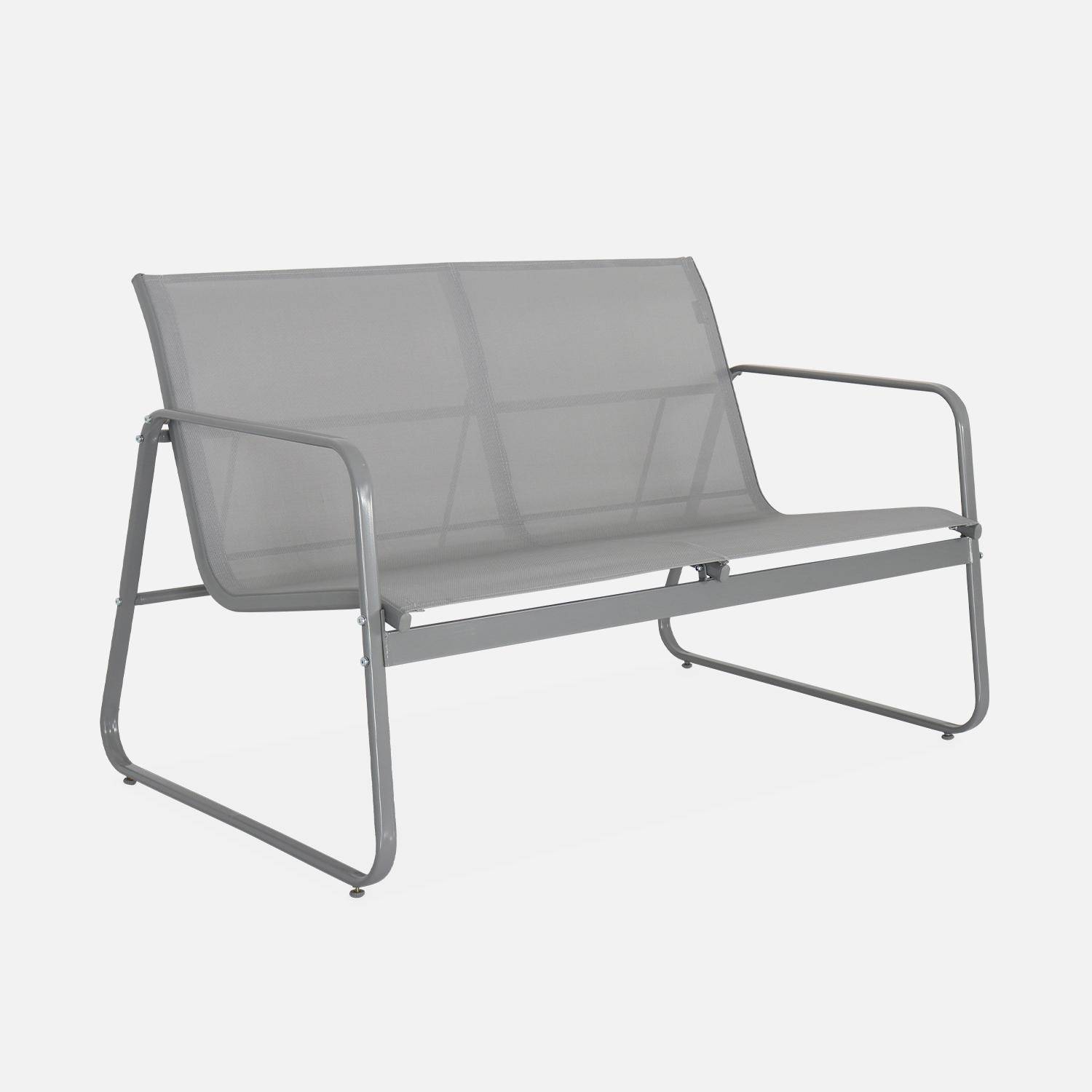 Conjunto de jardim com sofá em metal, 4 lugares Cinza Claro - 77x114x76 cm,sweeek,Photo5