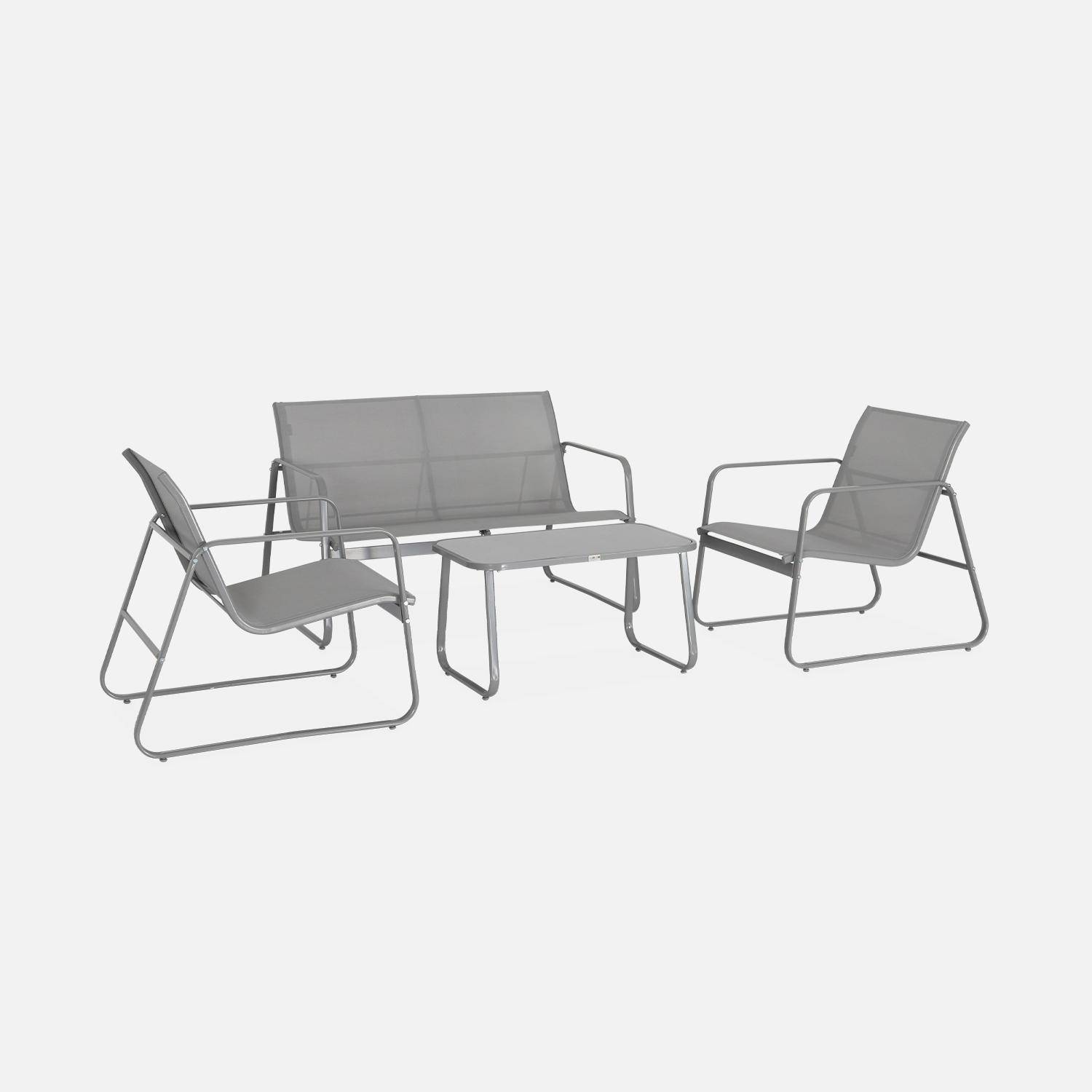 Conjunto de jardim com sofá em metal, 4 lugares Cinza Claro - 77x114x76 cm,sweeek,Photo4