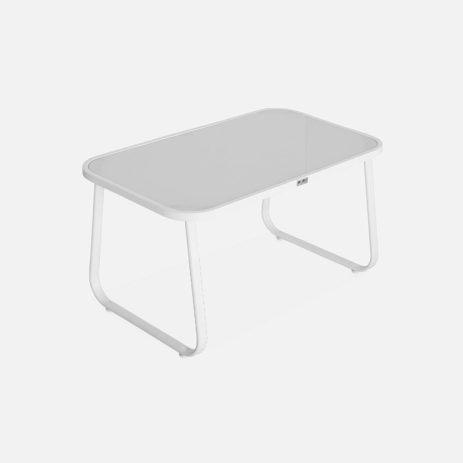 Gartenlounge aus Metall und Textilene für 4 Personen, Weiß und Natur, modern,sweeek,Photo7