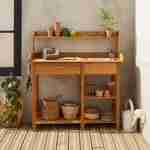 Table de rempotage en bois Capucine, 1 tiroir, 2 étagères, 1 évier, crochets Photo1