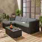 Mueble de jardín de resina para 4 personas - Torino - resina negra y cojines grises Photo1