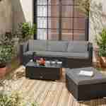 Mobiliário de jardim em resina para 4 pessoas - Torino - resina preta e almofadas cinzentas Photo2