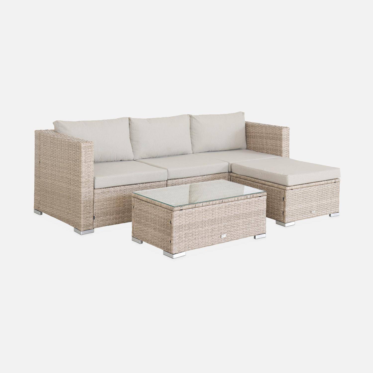Set di mobili da giardino in resina per 4 persone - Torino - resina naturale e cuscini beige Photo3
