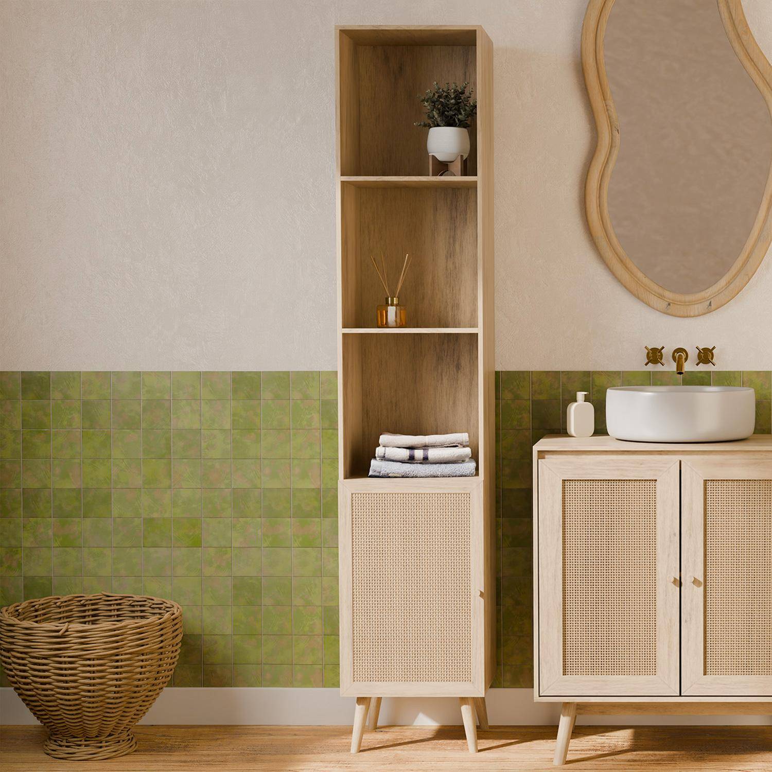 Colonne de rangement pour salle de bain, Bohème, L 35 x P 25 x H 167cm,sweeek,Photo2