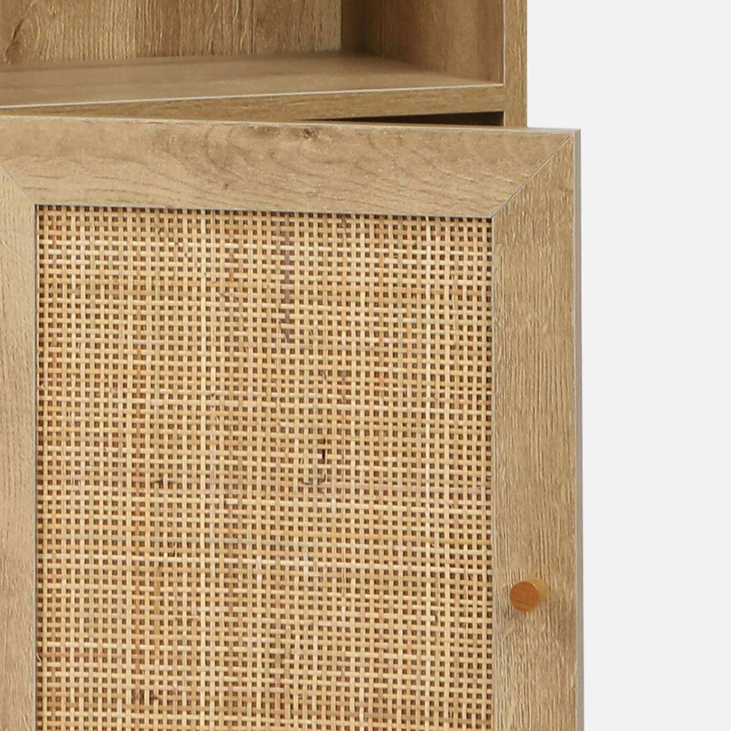 Armadio da bagno FCH, armadio da cucina in rattan, con 2 ante, 1 cassetto per bagno, soggiorno, sala da pranzo, 60 x 30 x 80 cm