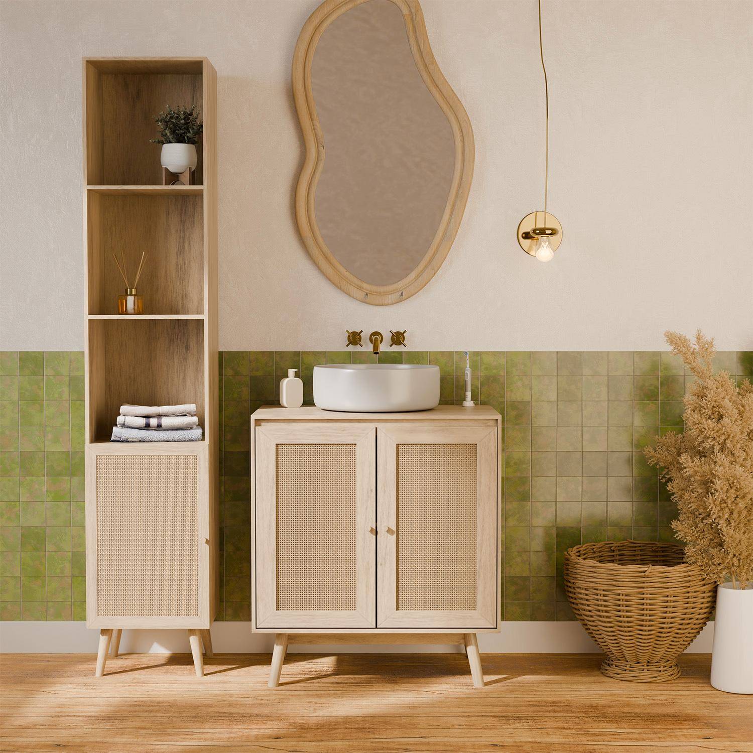 Colonne de rangement pour salle de bain, Bohème, L 35 x P 25 x H 167cm,sweeek,Photo1