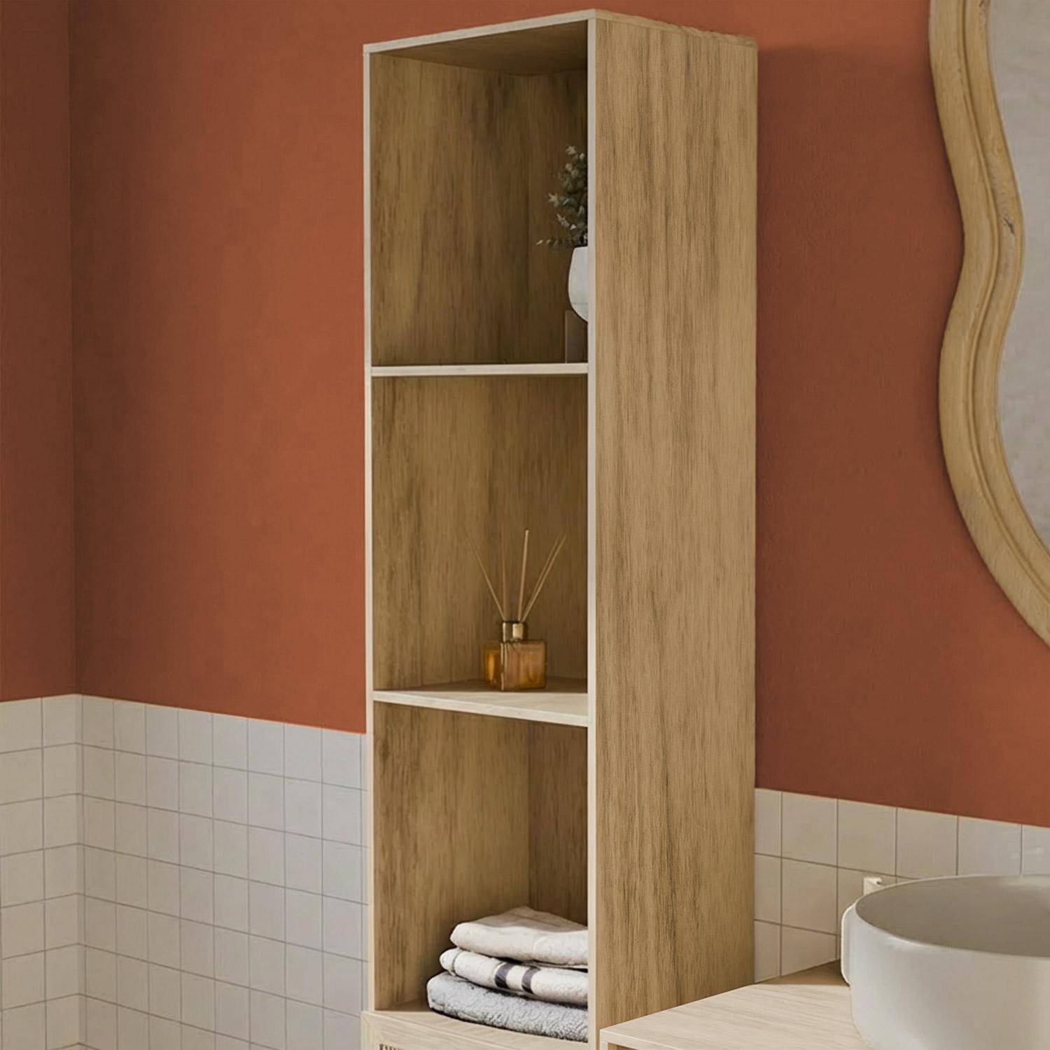 Armadio portaoggetti per il bagno, Boheme, Marrone naturale, 35x25x167 cm Photo3