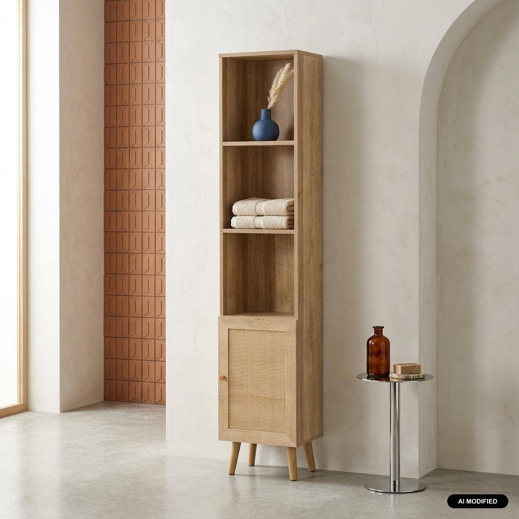 Bathroom storage column Natural 35x25x167 cm - Boheme Photo1