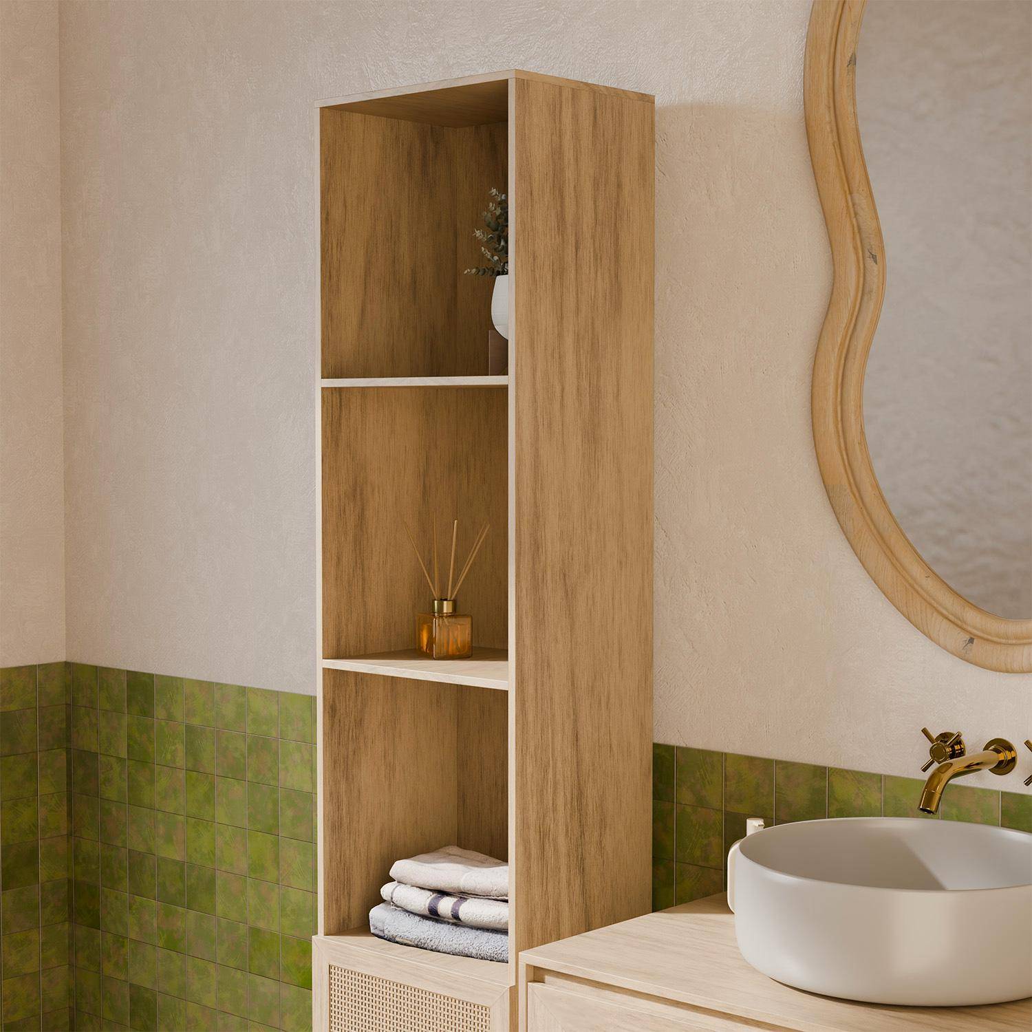 Colonne de rangement pour salle de bain, Bohème, L 35 x P 25 x H 167cm,sweeek,Photo3