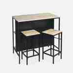 Tavolo alto con due sgabelli e due ripiani, decoro in legno e metallo, soppalco, L 100 x P 60 x H 95 cm Photo3