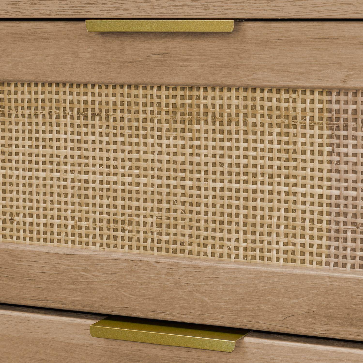 Ladekast, Eva, houtdecor en afgerond riet, 3 laden L 90 x B 39 x H 79cm,sweeek,Photo5
